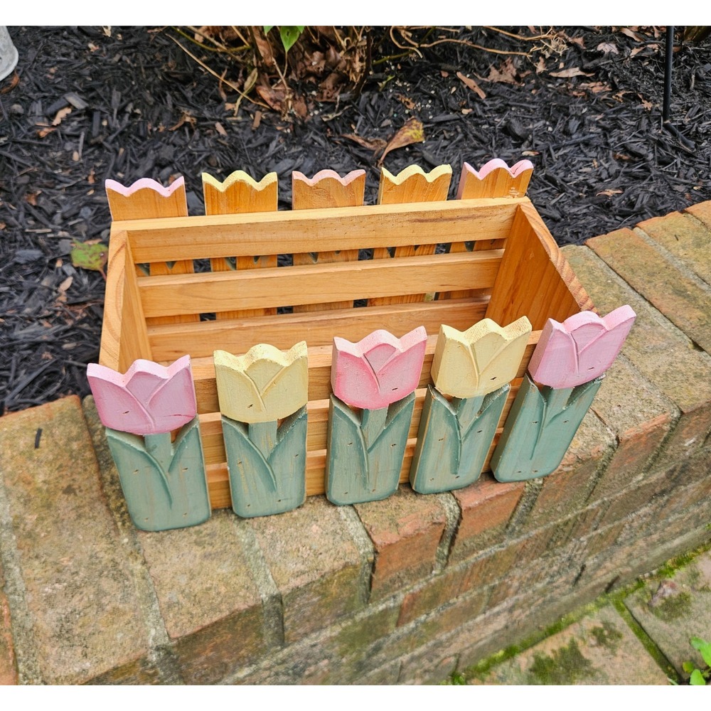 Vintage Colorful Tulip Centerpiece Basket Garden Decor